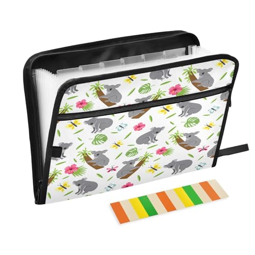 Kcldeci Fächermappe, Motiv: wilder Koalabär und Blätter, 13 Taschen, Akkordeon-Aktenhalter, Organizer, A4, Briefgröße, Papier, Dokumente, Quittungen, Organizer, Akkordean-Aktenordner Kcldeci Fächermappe, Motiv: wilder Koalabär und Blätter, 13 Taschen, Akkordeon-Aktenhalter, Organizer, A4, Briefgröße, Papier, Dokumente, Quittungen, Organizer, Akkordean-Aktenordner von Kcldeci