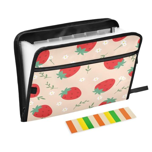 Kcldeci Fächermappe mit Erdbeerblüten und Blättern, 13 Fächer, Akkordeon-Ordner, A4, Briefgröße, Papier, Dokumente, Quittungen, Organizer, Akkordean-Aktenordner für Klassenzimmer, Zuhause, Büro und Kcldeci Fächermappe mit Erdbeerblüten und Blättern, 13 Fächer, Akkordeon-Ordner, A4, Briefgröße, Papier, Dokumente, Quittungen, Organizer, Akkordean-Aktenordner für Klassenzimmer, Zuhause, Büro und von Kcldeci