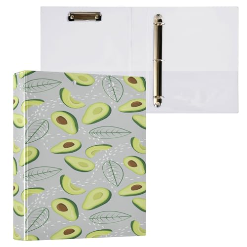 Kcldeci Hardcover 3-Ringbuch für Papier in Briefgröße, Avocado-Obstscheiben, 2,5 cm, runde Ringe, Ordner-Organizer für Schule/Büro, 2 Stück von Kcldeci