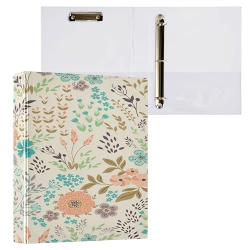 Kcldeci Hardcover 3-Ringbuch für Papier in Briefgröße, Blumenmuster, Frühling, Sommer, 2,5 cm, runde Ringe, Ordner-Organizer für Schule/Büro, 1 Stück von Kcldeci