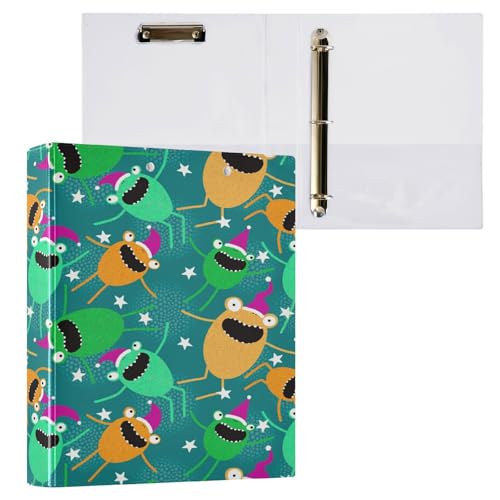 Kcldeci Hardcover 3-Ringbuch für Papier in Briefgröße, Cartoon-Weihnachtsmannmütze, 3,8 cm, runde Ringe, Ordner-Organizer für Schule/Büro, 1 Stück von Kcldeci