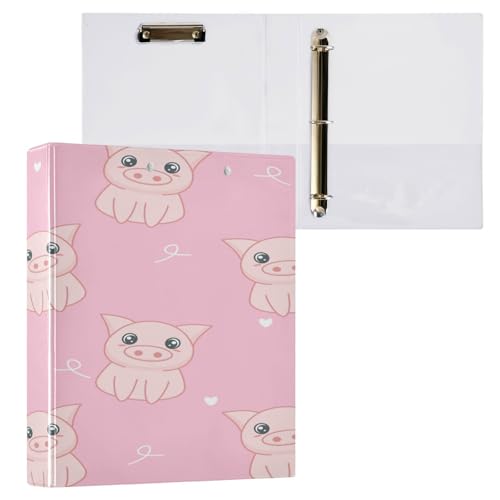 Kcldeci Hardcover 3-Ringbuch für Papier in Briefgröße, Schweineherz, Rosa, 3,8 cm runde Ringe, Ordner-Organizer für Schule/Büro, 1 Stück von Kcldeci