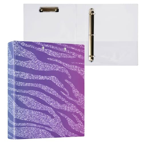 Kcldeci Hardcover 3-Ringbuch für Papier in Briefgröße, Zebrahaut, moderner heller Regenbogen, 2,5 cm, runde Ringe, Ordner-Organizer für Schule/Büro, 2 Stück von Kcldeci