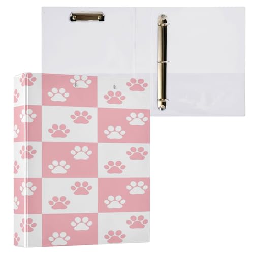 Kcldeci Hardcover 3-Ringbuch für Papier in Briefgröße, rosa Pfote, Hund, Katze, Kätzchen, Welpen, 3,8 cm, runde Ringe, Ordner-Organizer für Schule/Büro, 2 Stück von Kcldeci