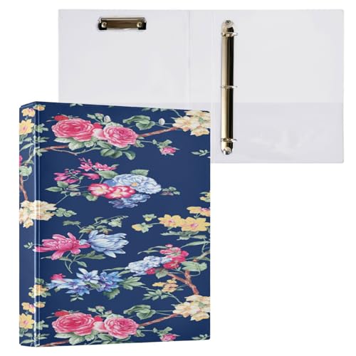 Kcldeci Hardcover 3-Ringbuch für Papier in Briefgröße, tropische rosa Blumen und Blätter, 3,8 cm runde Ringe, Ordner-Organizer für Schule/Büro, 2 Stück von Kcldeci