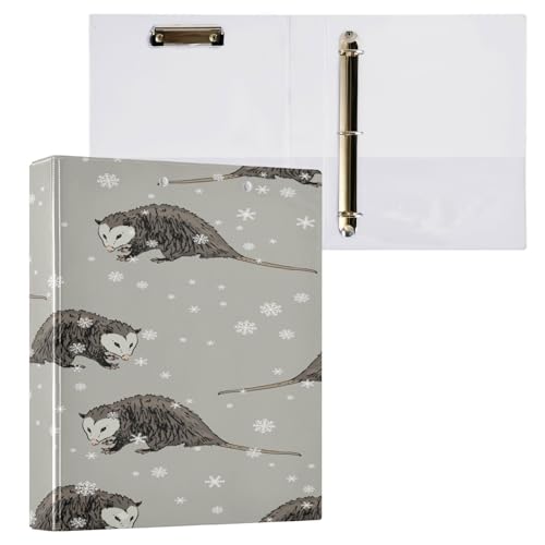 Kcldeci Nordamerikanisches Opossum 3-Ringbuch mit 3 Ringen, 2,5 cm rundem Ring für Papier in Briefgröße, Hardcover-Ordner für Schule, Büro und Zuhause, 2 Stück von Kcldeci