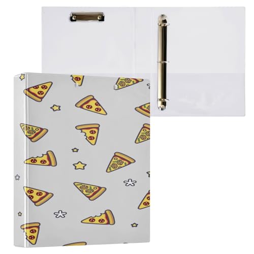 Kcldeci Ringbuch mit 3 Ringen, Pizza-Muster, 3-Ringbuch mit 2,5 cm rundem Ring für Papier in Briefgröße, Hardcover-Ordner für Schule, Büro und Zuhause von Kcldeci