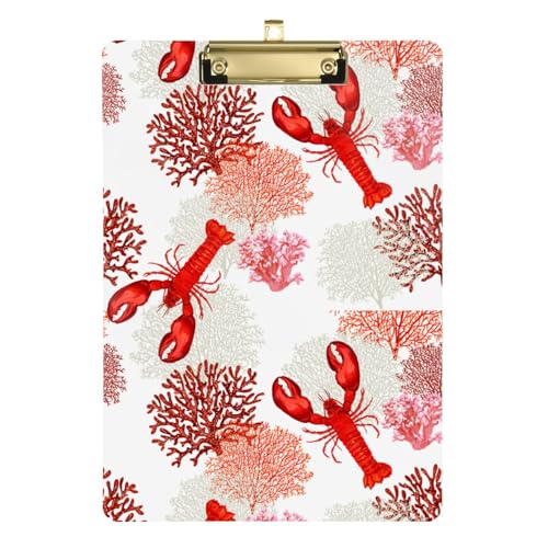 Kcldeci Tropische Marine Hummer Korallen Acryl Klemmbretter Standard Brief A4 Größe Klemmbretter für Klassenzimmer, Lehrer Frauen Klemmbrett Büro Schulbedarf Silber 30,5 x 22,9 cm Kcldeci Tropische Marine Hummer Korallen Acryl Klemmbretter Standard Brief A4 Größe Klemmbretter für Klassenzimmer, Lehrer Frauen Klemmbrett Büro Schulbedarf Silber 30,5 x 22,9 cm von Kcldeci