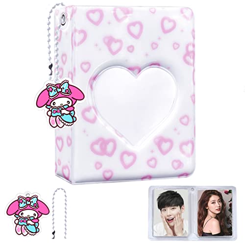 KeCool Kpop Photocard Binder, 3 Inch Kpop Photocard Holder Mini Fotoalbum Kpop Album, Love Heart Hollow Kpop Binder, 40 Pockets Photo Card Binder Holder with Lovely Pendant for Photo Collection von KeCool