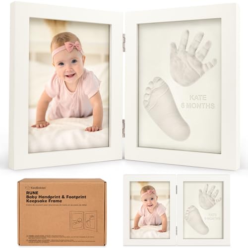 Baby Handabdruck und Fußabdruck Set - Baby Geschenke für Mädchen, Jungen - Personalisierte Baby Fussabdruck Set, Neugeborenen-Handabdruck Baby Abdruckset, Gipsabdruck Baby Bilderrahmen (Alpine White) von KeaBabies