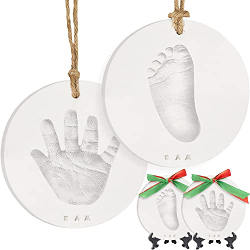 Handabdruck und Fußabdruck Baby Gipsabdruck Set - Personalisierte Baby Fussabdruck Set, Pfotenabdruck Set Hund, Baby Geschenk, Neugeborenen Geschenk (Multi-colored Paint) von KeaBabies