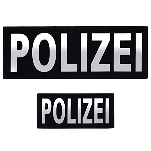 2 Stück Polizei Patches Reflektierende für Weste Aufnäher auf Rückseite Abnehmbare Stickerei Klettverschluss Jacke Rücken Uniform Umhängetaschen Rucksäcke Jeans (1 klein + 1 groß) von KeaJuidy