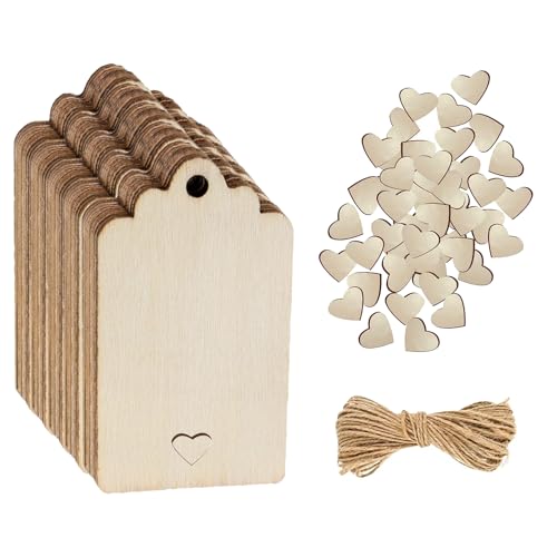 48 Stück Holz Blanko Lesezeichen mit Löchern und Hanfseil Holz Handwerk Lesezeichen Blanko Lesezeichen Ornamente für Weihnachten Geburtstag DIY 9,5x4,5 cm von KeaJuidy