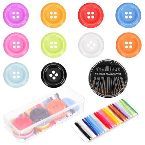 Keadic 22Pcs Colorful 4 Holes Resin Button Kit 48MM Resin Button Sewing Resin Buttons for DIY Craft von Keadic