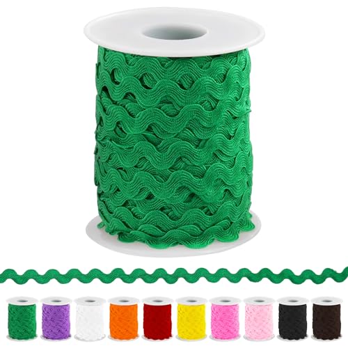 Keadic 27 Yard/25m Welle Biegen Fransen Trim, 5mm/0,2 Zoll Rack Spitze Band für Nähen Kleidung Kleid Verschönerung Party Dekoration Craft Supply (Grün) von Keadic