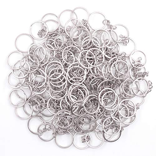 Keadic 450Pcs 20MM Flat Key Chain Rings with Chain and Screw Eye Pins Kit for Home Car Keychains, Lanyards, Gifts and Other Crafts Jewelry Making (Nickel Plated, Silver) von Keadic