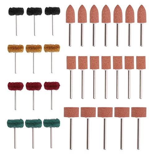 Keadic 62Pcs Rotary Tool Accessories Set Contains Grinding Stone Sanding Drill Bit with 1/8" Shank and 120# 180# 320# 400# Polish Wheels for Polishing Trimming Deburring Rust Removal von Keadic