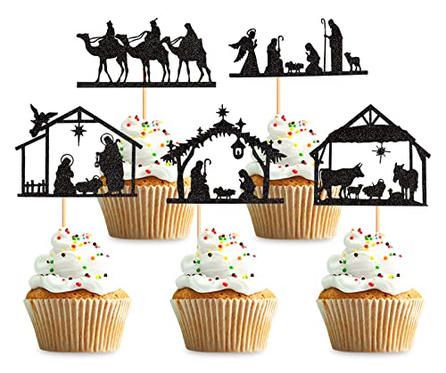 Keaziu 25 Stück Jesus Weihnachten Cupcake Topper Religion Weihnachten Thema Cupcake Picks Baby Shower Gebet Weihnachten Dekoration Party Dekoration von Keaziu