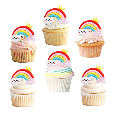 Keaziu 25 Stück Regenbogen Cupcake Topper Regenbogen Cupcake Picks für Jungen Mädchen Regenbogen Neutral Babyparty Geburtstag Party Dekorationen Supplies 8 von Keaziu