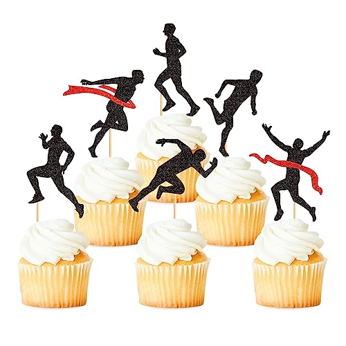 Keaziu 36 Stück Laufen Cupcake Toppers Sport Fitness Cupcake Picks Sport Gesundheit Fitness Thema Laufen Geburtstag Party Kuchen Dekorationen Supplies von Keaziu