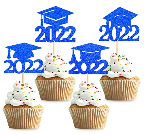 Keaziu Cupcake-Topper 2022 Grad Kappe 2022 Graduation Cupcake Picks Graduation Theme Party Cake Decorations Supplies Blau von Keaziu