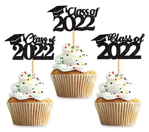 Keaziu Cupcake-Topper 2022 Graduation 2022 Class of 2022 Cupcake Picks 2022 Graduation Cupcake Picks Graduation Theme Party Cake Decorations Schwarz von Keaziu