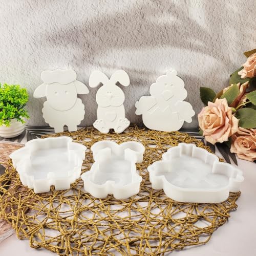 Silikonform Ostern, Silikonformen GießFormen Hase, Silikonformen GießFormen FrüHling,Diy Silikonform Osterei, Ostern Deko Rabbit FüR Handwerk,Seife Kerzen Ostergeschenke (3pcs) von Keboygym