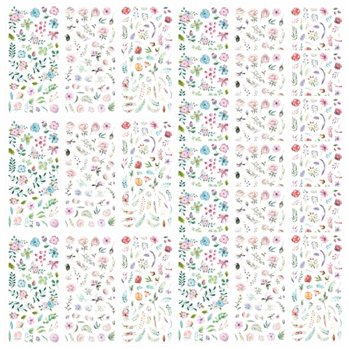 Keboyoe 27 Blatt Sticker Aufkleber Blätter Grün Sticker Blätter Klein Blumen Scrapbooking Aufkleber Pflanzen für Scrapbooking Fotoalbum Tagebuch Stickerbuch DIY Dekoration (farbig) von Keboyoe