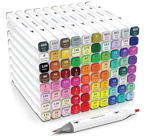 Alkohol Marker Graffiti Stifte Set - 80 Farben Alcohol Markers Dual Tip Marker Pen FüR Erwachsene Kinder - Alkoholmarker Filzstifte Art Sketch Marker FüR Manga Coloring von Kebuye