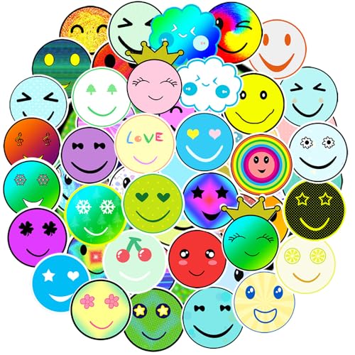 Aufkleber Kinder 50 Stück Sticker Set Kinder Happy Gesicht, Lehrer Klassenzimmer Belohnungssticker, Süße Emoticon Sticker, Sticker Vinyl Wasserdicht, Sticker für Scrapbook Laptop Journal Notebook usw von Kedikamodi