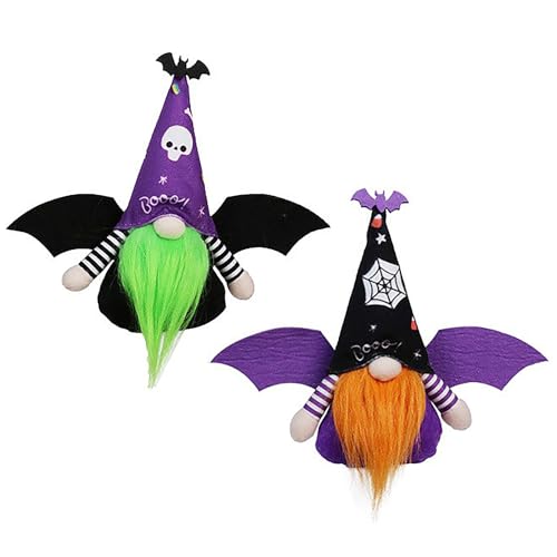 Keebgyy 2 Stück Halloween-Dekoration, Zwerg-Ornament, Handgefertigte Fledermaus-Ornamente, Elfen-Zwerg, für Zuhause, Halloween, Party, Tischdekoration und Bürodekoration von Keebgyy