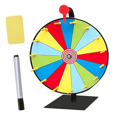 Keedomm Glücksrad Zum Drehen | 30cm Glücksrad Spielzeug Farbe Rad Spiele | Lucky Wheel Für Lotteriespiele Und Wortspiele | 15 Slots Spinnrad-Spiel 5 Farben, Inkl. Radiergummi Und Markierstift von Keedomm