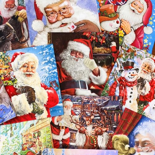 Keep Unique Mystery Pack Decoupage-Papierservietten, 20 Stück, sortierte Überraschungsservietten, dekorative Servietten, Weihnachtsmann für Kunst, Handwerk, Junk Journal, 20 verschiedene Designs von Keep Unique