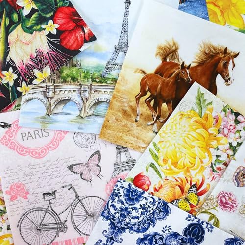 Keep Unique Mystery Pack Decoupage-Papierservietten, 20 Stück, sortierte Überraschungsservietten, dekorative Servietten, zufällige Auswahl für Kunst, Handwerk, Junk Journal, 20 verschiedene Designs von Keep Unique