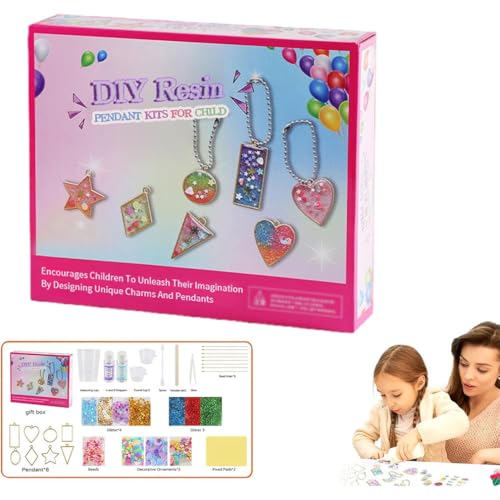 DIY Resin Pendant Kits for Child, DIY Handmade Crystal Epoxy Pendant Crystal Resin Pendant Kits, Epoxidharz Set Anfänger, Schmuckherstellung Schlüsselanhänger Weihnachten, Epoxy resin Harz Gießen Set von Keeplus