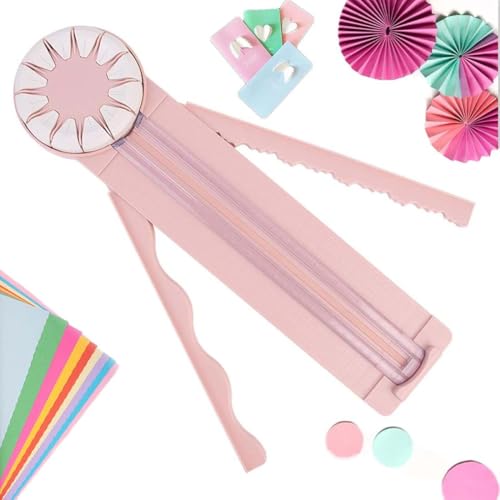 Edge Cutter Paper Crafts, 12 in 1 Paper Trimmer, Papierschneider, 12-in-1 Schneidemaschine Papier Mit Schnittlinienführung Und Seitenlineal, Papierschneidegerät Tragbare, Papierschneider (Rosa) von Keeplus