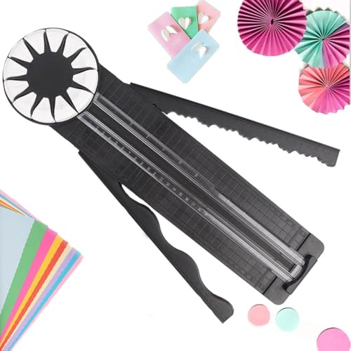 Edge Cutter Paper Crafts, 12 in 1 Paper Trimmer, Papierschneider, 12-in-1 Schneidemaschine Papier Mit Schnittlinienführung Und Seitenlineal, Papierschneidegerät Tragbare, Papierschneider (Schwarz) von Keeplus