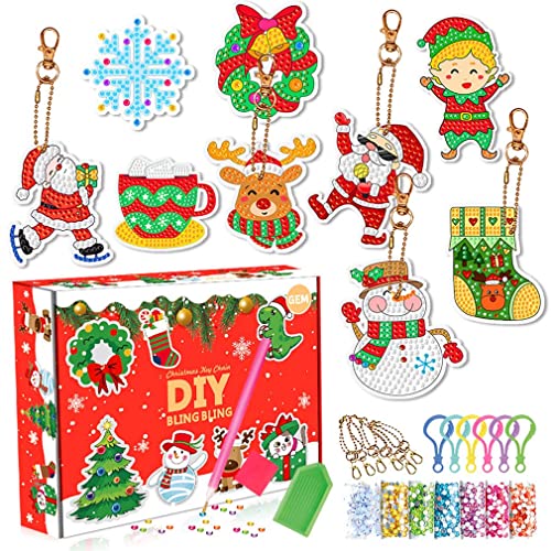 Weihnachtsmalerei-Aufkleberset,Christmas Painting Sticker Kit,Weihnachten Diamant Gemälde Aufkleber,Weihnachten Diamond Painting Set,Weihnachten Diamond Painting Kinder,5D Diamant Aufkleber Kit (D) von Keeplus