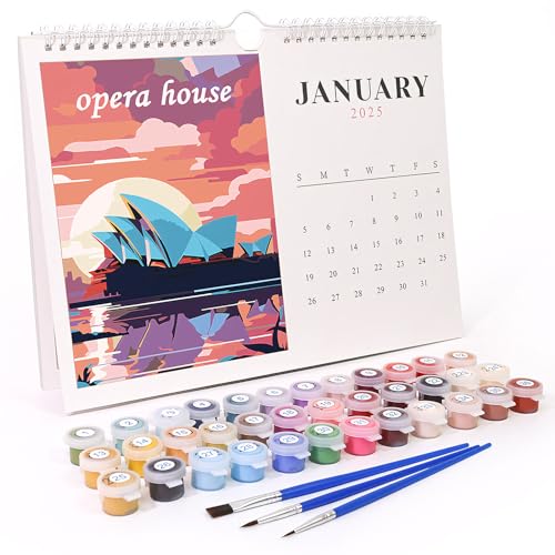 2025 Wandkalender,Kalender zum Selbstgestalten mit Pinsels Und Acrylfarbe,Bastelkalender 2025 im A4 Format,DIY Kalender zum Selber Gestalten von Januar bis Dezember mit Ferienübersicht (Tiere) von Keho Keho Kehongdun