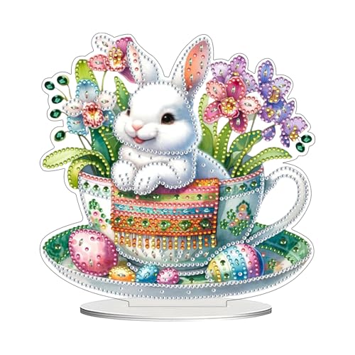 Ostern Doppelseitiger 5D Diamond Painting,Diamant Painting Osterhase,Diamond Painting für Erwachsene,Home Stand Up Edelstein Malerei Craft für Kinder Kunst Handwerk Geschenk Malerei für Ostern (01) von Keho Keho Kehongdun