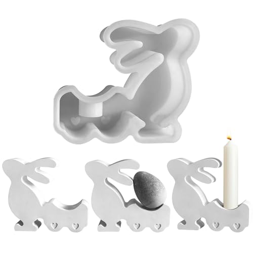 Ostern Hase Silikonformen Gießformen Kerzenhalte,Gießform Beton Kerzenhalter, Silikonformen Gießformen Kerzenhalter,3D Kaninchen Gießform Ostern für Stabkerzen und Teelichter Sojawachs Kerzen (11) von Keho Keho Kehongdun