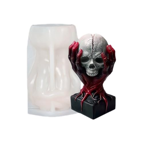 Silikonformen Gießformen Halloween Totenkopf Kerzenformen zum Gießen,3D Silikonform Totenkopf Gipsformen zum Gießen,Gießformen Silikonformen Kerzen für Seife Duftkerzen Halloween Deko (B) von Keho Keho Kehongdun