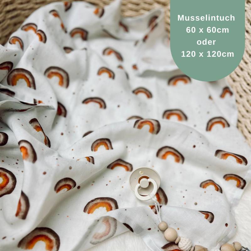 Musselintuch Baby - Geschenk Zur Geburt Spucktuch Personalisiert Mulltuch Regenbogen von Kejki