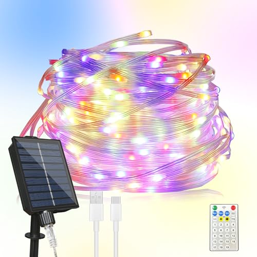 Kelenpro 20M Solar Lichterkette Aussen, 200LED Solar Weihnachtsbeleuchtung Außen Wasserdicht, 19 Modi Bunt Solarlichterkette, Lichterkette Solar Deko für Weihnachten Garten Balkon Hochzeit Baum von Kelenpro