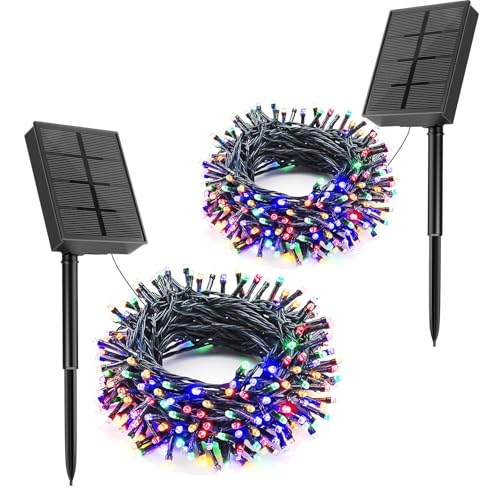 Kelenpro Solar Lichterkette Außen, 200LED 20M Solar Weihnachtsbeleuchtung mit 8 Modi,Solarlichterkette Wasserdicht Aussen Deko für Garten Balkon Partys Weihnachten 2 Stück (Bunt) von Kelenpro