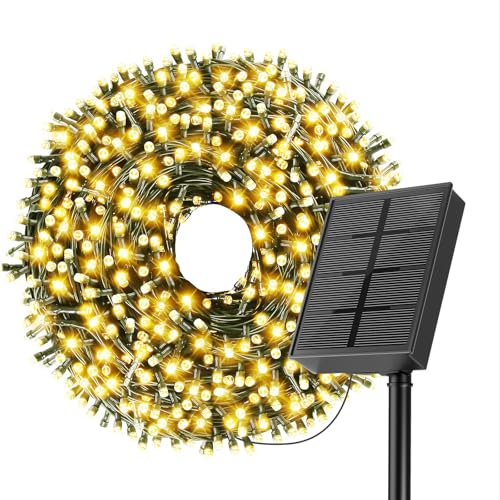 Kelenpro Solar Lichterkette Außen 20M, 200LEDs 8 Mode Lichterketten Aussen, IP65 Wasserdicht Solarlichterkette Weihnachtsbeleuchtung Deko für Weihnachten Garten Balkon Hochzeit, 1 Stück (Warmweiß) von Kelenpro