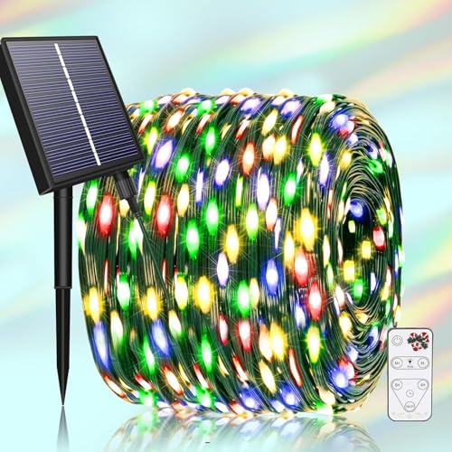 Solar Lichterkette Aussen, 500 LED 50M Solarlichterkette Außen Wetterfest 19 Modi IP65 Wasserdicht Kupferdraht Lichterkette Außen Solar Outdoor für Garten Terrasse Baum Hof(Bunt) von Kelenpro