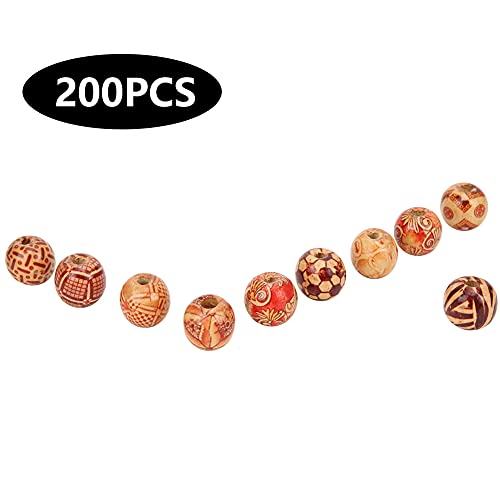 200 Stück, 16 mm, bemalte runde Holzperlen, Perlen-DIY-Zubehör, Schmuck, Armbandherstellung, gemischte Farben, 9 Unzen von Kelepu