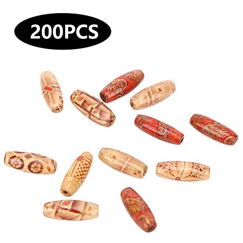 200 Stück DIY Holzperlen ovale Form handbemaltes Schmuckherstellungsset 23x8mm von Kelepu