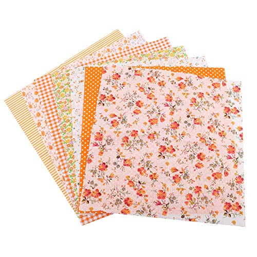 3 Arten 7 Stück 50 x 50 cm Baumwollstoff zum Selbermachen, verschiedene Quadrate, vorgeschnittene Bettwäsche, Suite Quarters Bundle (Orange) von Kelepu